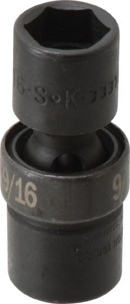 SK - 3/8" Drive 9/16" Standard Universal Impact Socket - 6 Points, 2-7/32" OAL - Exact Tooling