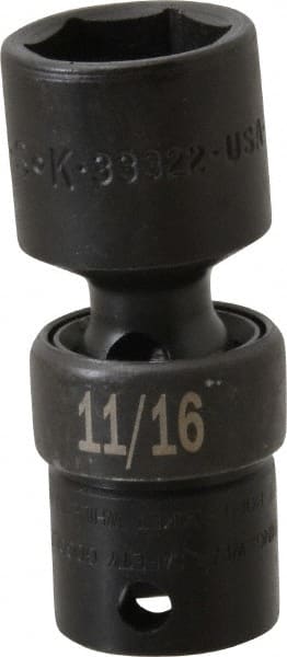 SK - 3/8" Drive 11/16" Standard Universal Impact Socket - 6 Points, 2-23/64" OAL - Exact Tooling