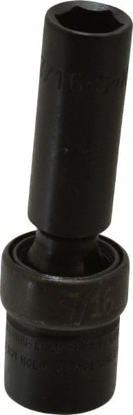 SK - 3/8" Drive 7/16" Deep Universal Impact Socket - 6 Points, 3-1/8" OAL - Exact Tooling