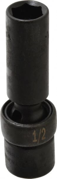 SK - 3/8" Drive 1/2" Deep Universal Impact Socket - 6 Points, 3-9/64" OAL - Exact Tooling