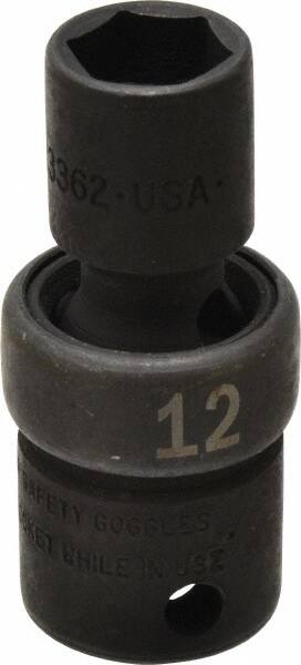 SK - 3/8" Drive 12mm Standard Universal Impact Socket - 6 Points, 2-1/8" OAL - Exact Tooling