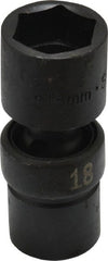 SK - 3/8" Drive 18mm Standard Universal Impact Socket - 6 Points, 2-23/64" OAL - Exact Tooling