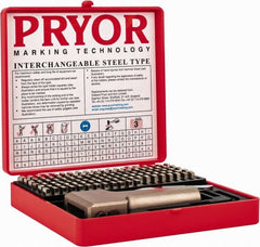Pryor - 112 Piece, 1/8 Inch Character, Hardened Steel Type Set - 9 Character Capacity - Exact Tooling