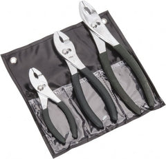 Value Collection - 3 Piece Slip Joint Plier Set - Comes in Plastic Pouch - Exact Tooling