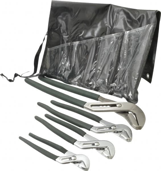 Value Collection - 4 Piece Tongue & Groove Plier Set - Comes in Plastic Pouch - Exact Tooling