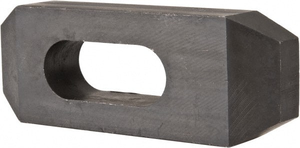 Value Collection - 5/8" Stud, Heat Treated Steel, Plain Strap Clamp - 1.772" Travel, 4" OAL x 1-1/2" Wide x 3/4" High, Black Oxide, Tapered Nose - Exact Tooling