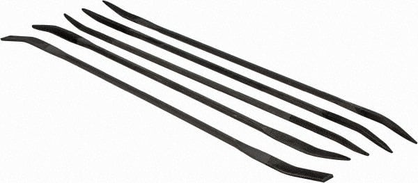 Value Collection - 5 Piece Swiss Pattern File Set - 7" Long, Bastard Coarseness, Die Sinker's Handle, Set Includes Flat, Half Round, Round, Square, Three Square - Exact Tooling