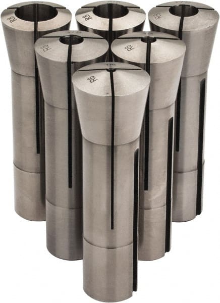 Interstate - 6 Piece, 1/8" to 3/4" Capacity, R8 Collet Set - Increments of 1/8 Inch - Exact Tooling