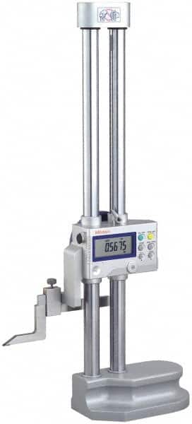 Mitutoyo - 18" Electronic Height Gage - 0.0005, 0.0002" (Switchable) Resolution, Accurate to 0.0015", LCD Display, SPC Data Output - Exact Tooling