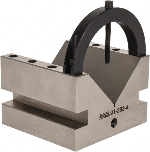 SPI - 4-3/8" Max Capacity, 90° Angle, Hardened Steel V-Block - 6" Long x 6" Wide x 4" High, Sold as Individual - Exact Tooling