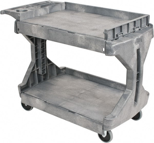 Akro-Mils - 400 Lb Capacity, 24-1/2" Wide x 45" Long x 32" High Standard Utility Cart - 2 Shelf, Plastic, 2 Rigid/2 Swivel Casters - Exact Tooling
