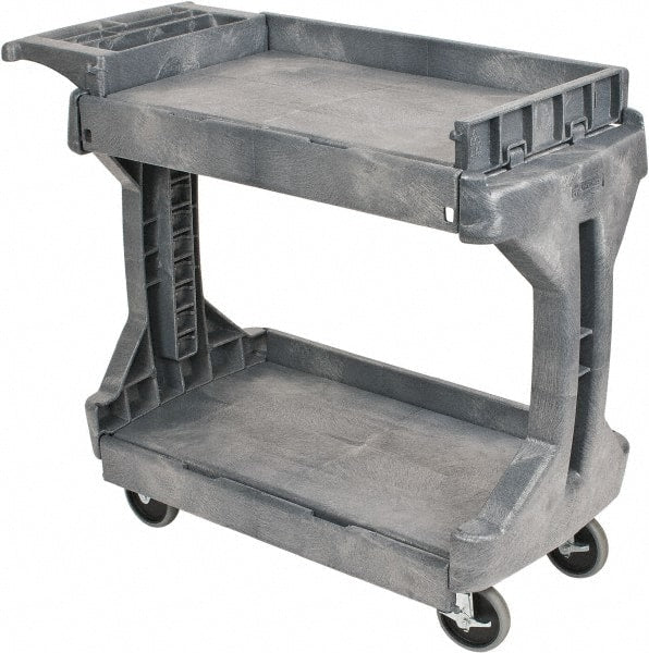 Akro-Mils - 400 Lb Capacity, 19" Wide x 41-1/2" Long x 34-3/4" High Standard Utility Cart - 2 Shelf, Plastic, 2 Rigid/2 Swivel Casters - Exact Tooling