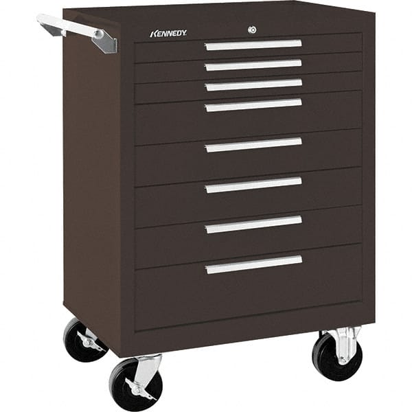 Kennedy - 8 Drawer 1,400 Lb Capacity Steel Tool Roller Cabinet - 27" Wide x 39" High x 18" Deep, Brown - Exact Tooling