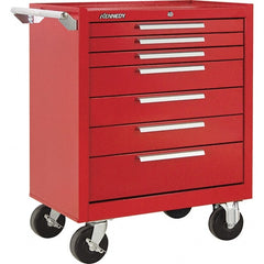 Kennedy - 7 Drawer 1,400 Lb Capacity Steel Tool Roller Cabinet - 29" Wide x 35" High x 20" Deep, Red - Exact Tooling
