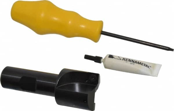 Kennametal - 1-1/4" Cut Diam, 8.64mm Max Depth of Cut, 3/4" Shank Diam, 3-1/4" OAL, Indexable Square Shoulder End Mill - SPEB 322 Inserts, Cylindrical Shank, 0° Lead Angle - Exact Tooling