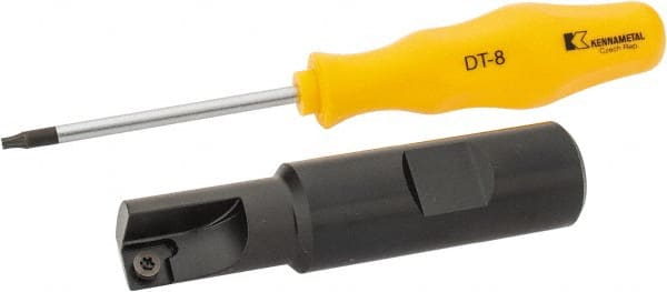 Kennametal - 5/8" Cut Diam, 7.11mm Max Depth of Cut, 3/4" Shank Diam, 3-1/4" OAL, Indexable Square Shoulder End Mill - SDEB 2615. Inserts, Cylindrical Shank, 0° Lead Angle - Exact Tooling