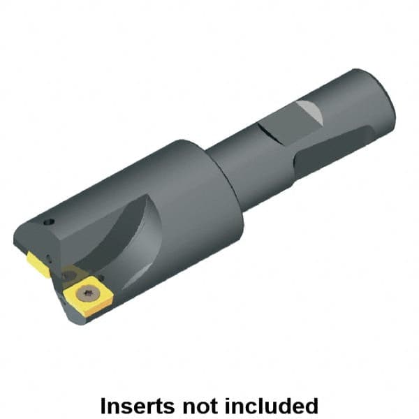 Kennametal - 0.73" Cut Diam, 8.64mm Max Depth of Cut, 3/4" Shank Diam, 3.65" OAL, Indexable Square Shoulder Centercutting End Mill - SDCW 322 Inserts, Weldon Shank, 0° Lead Angle, Through Coolant - Exact Tooling