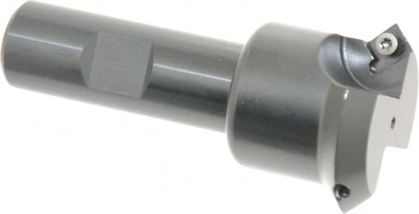 Kennametal - 45° Lead Angle, 1.66" Max Cut Diam, 1.2" Min Cut Diam, 4.96mm Max Depth of Cut, Indexable Chamfer and Angle End Mill - 2 Inserts, SDEB 26152 Insert Style, 3-1/4" Overall Length, Straight Shank - Exact Tooling