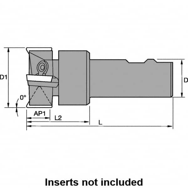 Kennametal - 1" Cut Diam, 24.38mm Max Depth of Cut, 3/4" Shank Diam, 87.71mm OAL, Indexable Square Shoulder End Mill - AEC 2422 Inserts, Weldon Shank, 0° Lead Angle - Exact Tooling
