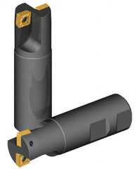 Kennametal - 1-1/4" Cut Diam, 6.57mm Max Depth of Cut, 1-1/4" Shank Diam, 102.36mm OAL, Indexable Square Shoulder End Mill - SPCT 3125.. Inserts, Weldon Shank, 0° Lead Angle - Exact Tooling