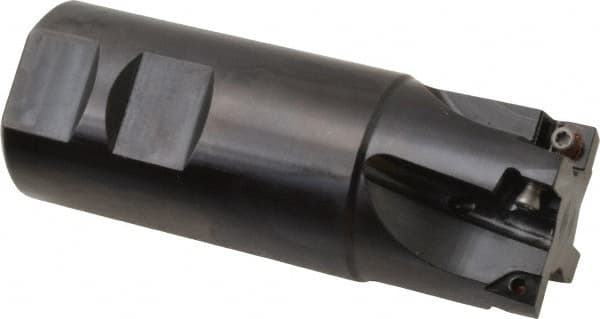 Kennametal - 1-1/2" Cut Diam, 6.57mm Max Depth of Cut, 1-1/2" Shank Diam, 102.36mm OAL, Indexable Square Shoulder End Mill - SPCT 3125.. Inserts, Weldon Shank, 0° Lead Angle - Exact Tooling