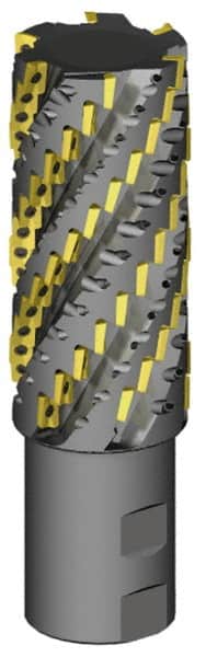 Kennametal - 2" Cut Diam, 6.12" Max Depth of Cut, 2" Shank Diam, 9.7" OAL, Indexable Square Shoulder Helical End Mill - ADKT 1545 Inserts, Weldon Shank - Exact Tooling