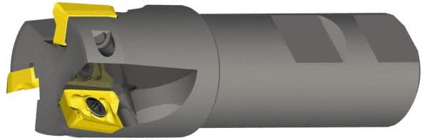 Kennametal - 1" Cut Diam, 12.7mm Max Depth of Cut, 1" Shank Diam, 3-1/2" OAL, Indexable Square Shoulder End Mill - ADKT 1545.. Inserts, Weldon Shank, 0° Lead Angle, Through Coolant - Exact Tooling