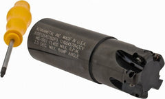 Kennametal - 1-1/4" Cut Diam, 0.357" Max Depth of Cut, 1-1/4" Shank Diam, 4" OAL, Indexable Square Shoulder End Mill - AD.T 1035 Inserts, Weldon Shank, 0° Lead Angle, Through Coolant - Exact Tooling