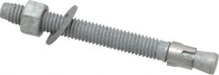 Made in USA - 3/8" Diam, 3/8" Drill, 3-3/4" OAL, 3-3/8" Min Embedment Wedge Expansion Concrete Anchor - Grade 5 Steel, Galvanized Finish, Hex Nut Head, Hex Drive, 2-5/8" Thread Length - Exact Tooling