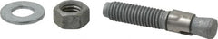 Made in USA - 1/2" Diam, 1/2" Drill, 2-3/4" OAL, 3-3/8" Min Embedment Wedge Expansion Concrete Anchor - Grade 5 Steel, Galvanized Finish, Hex Nut Head, Hex Drive, 1-1/2" Thread Length - Exact Tooling