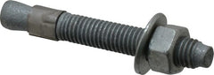 Made in USA - 1/2" Diam, 1/2" Drill, 3-3/4" OAL, 4-5/8" Min Embedment Wedge Expansion Concrete Anchor - Grade 5 Steel, Galvanized Finish, Hex Nut Head, Hex Drive, 2-1/2" Thread Length - Exact Tooling