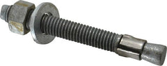 Made in USA - 1/2" Diam, 1/2" Drill, 4-1/4" OAL, 4-5/8" Min Embedment Wedge Expansion Concrete Anchor - Grade 5 Steel, Galvanized Finish, Hex Nut Head, Hex Drive, 3" Thread Length - Exact Tooling