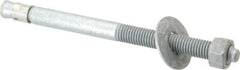 Value Collection - 5/8" Diam, 5/8" Drill, 8-1/2" OAL, 1-1/2" Min Embedment Wedge Expansion Concrete Anchor - Grade 5 Steel, Galvanized Finish, Hex Nut Head, Hex Drive, 4" Thread Length - Exact Tooling