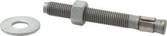 Made in USA - 3/4" Diam, 3/4" Drill, 6-1/4" OAL, 2-1/2" Min Embedment Wedge Expansion Concrete Anchor - Grade 5 Steel, Galvanized Finish, Hex Nut Head, Hex Drive, 4-1/4" Thread Length - Exact Tooling