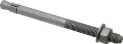 Made in USA - 3/4" Diam, 3/4" Drill, 10" OAL, 1-1/2" Min Embedment Wedge Expansion Concrete Anchor - Grade 5 Steel, Galvanized Finish, Hex Nut Head, Hex Drive, 4" Thread Length - Exact Tooling