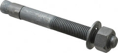 Made in USA - 7/8" Diam, 7/8" Drill, 8" OAL, 2-1/2" Min Embedment Wedge Expansion Concrete Anchor - Grade 5 Steel, Galvanized Finish, Hex Nut Head, Hex Drive, 4" Thread Length - Exact Tooling