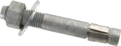 Made in USA - 1-1/4" Diam, 1-1/4" Drill, 9" OAL, Wedge Expansion Concrete Anchor - Grade 5 Steel, Galvanized Finish, Hex Nut Head, Hex Drive, 3-1/4" Thread Length - Exact Tooling