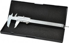 Value Collection - 0 to 6" Carbon Steel Vernier Caliper - 0.02mm Graduation, 1.5748" Jaw Depth, 0.0012" Accuracy, Includes Depth, Inside Diameter, Outside Diameter, Step - Exact Tooling