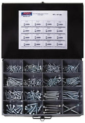 Value Collection - 375 Piece, 1/4x1 to 1/2 x 4-1/2, Steel Lag Screw Assortment - Hex Head, Hex Drive, 1 to 4-1/2" Long, Hot Dipped Galvanized Finish - Exact Tooling