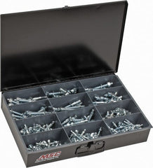 Value Collection - 290 Piece, 1/4 to 1/2" Screw, Steel Anchor Assortment - Zinc Plated, 1-3/4 to 5-1/2" Long - Exact Tooling