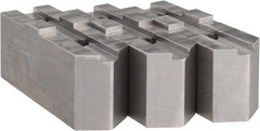 Abbott Workholding Products - 10" & Up Chuck Capacity, Tongue & Groove Attachment, Square Soft Lathe Chuck Jaw - 3 Jaws, Steel, 2-1/8" Btw Mount Hole Ctrs, 4-1/2" Long x 1-1/2" Wide x 2" High, 1/2" Groove, 1/2" Fastener - Exact Tooling