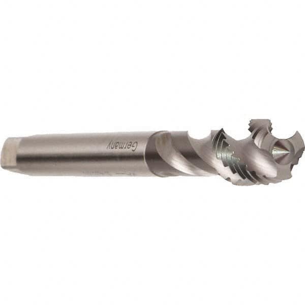 Emuge - M8x1.00 Metric Fine 3 Flute 6H Modified Bottoming Spiral Flute Tap - Cobalt, Bright Finish, 90mm OAL, Right Hand Flute, Right Hand Thread, Series Enorm - Exact Tooling