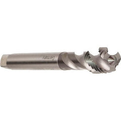 Emuge - M8x1.00 Metric Fine 3 Flute 6H Modified Bottoming Spiral Flute Tap - Cobalt, Bright Finish, 90mm OAL, Right Hand Flute, Right Hand Thread, Series Enorm - Exact Tooling