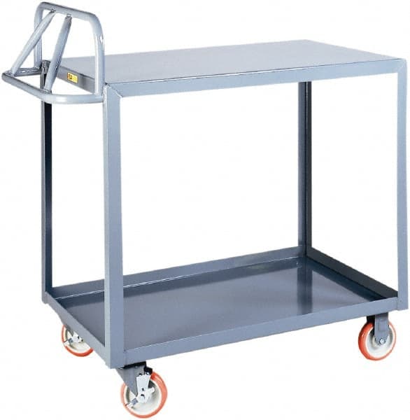 Little Giant - 1,200 Lb Capacity, 30" Wide x 53-1/2" Long x 42" High Shelf Cart - 2 Shelf, Steel - Exact Tooling