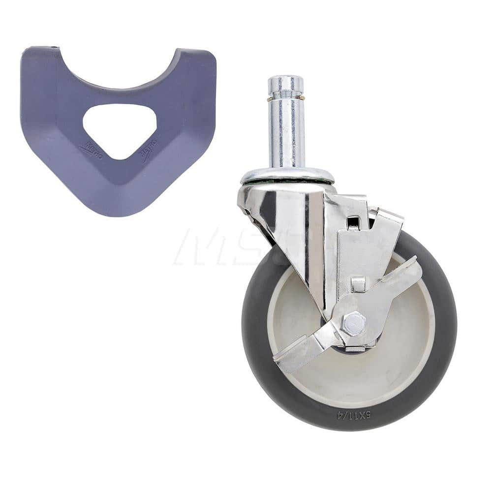 Metro - Cart Accessories; Media Type: Caster ; For Use With: MetroMax Industrial Plastic Racks ; Color: Silver/Gray ; Width: 3.3750 ; Length (Decimal Inch): 5.0000 ; Height (Decimal Inch): 8.250000 - Exact Tooling