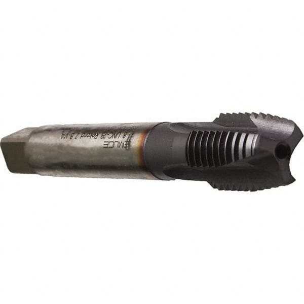 Emuge - 1-8 UNC, 3 Flute, TiCN Finish, Cobalt Spiral Point Tap - Plug Chamfer, Right Hand Thread, 6.299" OAL, 1.417" Thread Length, 0.8" Shank Diam, 2B Class of Fit, Series Rekord B - Exact Tooling