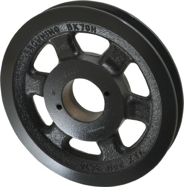 Browning - 1 Groove, 3/8 to 1-1/2 Bore Diam, 6-3/4" Outside Diam, QD Bushed V Belt Sheave - 6.0 A Diam Belt Pitch - Exact Tooling
