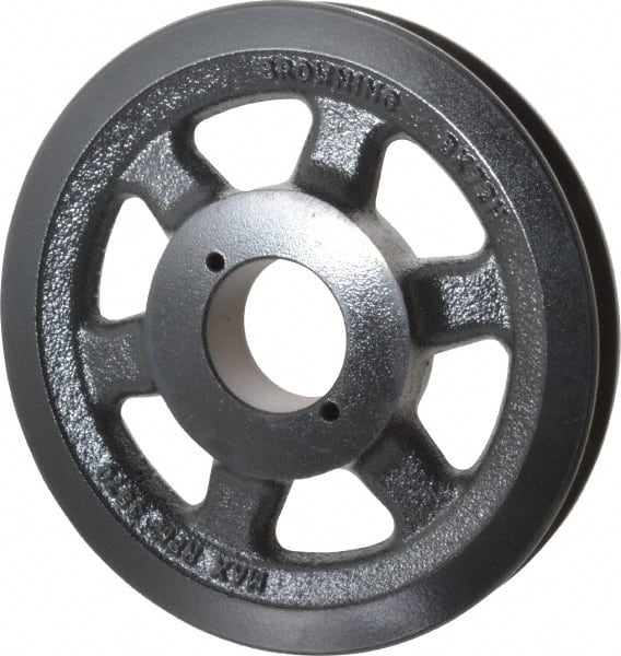 Browning - 1 Groove, 3/8 to 1-1/2 Bore Diam, 6.95" Outside Diam, QD Bushed V Belt Sheave - 6.2 A Diam Belt Pitch - Exact Tooling