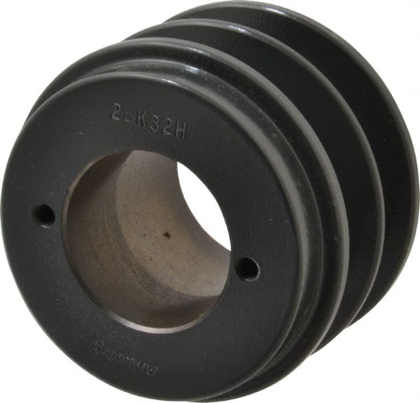 Browning - 2 Groove, 3/8 to 1-1/2 Bore Diam, 3.35" Outside Diam, QD Bushed V Belt Sheave - 2.6 A Diam Belt Pitch - Exact Tooling