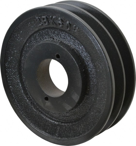 Browning - 2 Groove, 3/8 to 1-1/2 Bore Diam, 5-3/4" Outside Diam, QD Bushed V Belt Sheave - 5.0 A Diam Belt Pitch - Exact Tooling